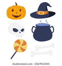 conjunto de ilustración plana vectorial de halloween