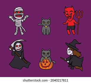Set of halloween vector illustration 