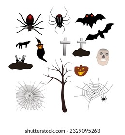set of halloween, vector illustration