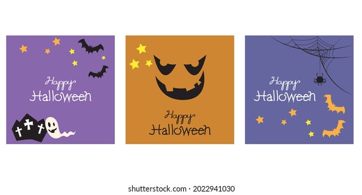 Set of Halloween vector template. Decorative Halloween illustration. Square frames for event, promotion and design.