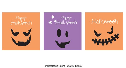 Set of Halloween vector template. Decorative Halloween illustration. Square frames for event, promotion and design.