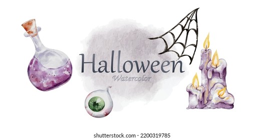 Set of Halloween watercolor illustration vector design great for your compositions or decorate with your artwork.