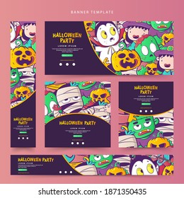 Set of Halloween web banner template