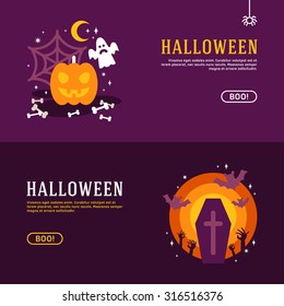 Set of Halloween Web Banners. Design Concepts for Web Banners and Promotional Materials