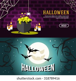 Set of Halloween Web Banners. Design Concepts for Web Banners and Promotional Materials