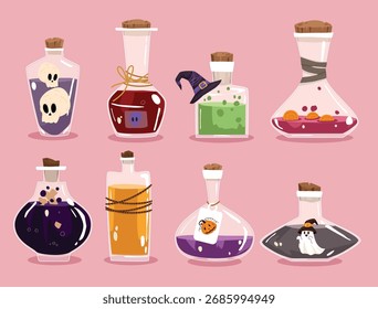 Set Halloween witches magic