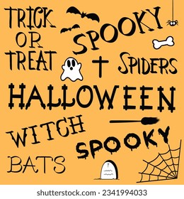 Set Halloween Words   Elements  Spooky