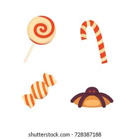 Set Hallowen candys vector illustration in cartoon style