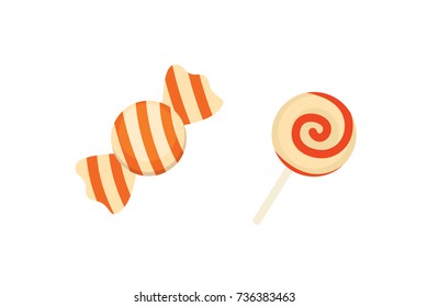 Set Hallowen candys vector illustration in cartoon style