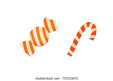 Set Hallowen candys vector illustration in cartoon style