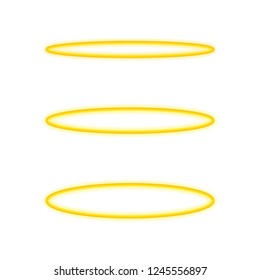 Set Halo angel ring . Holy golden nimbus circle isolated on white background. Vector stock illustration.