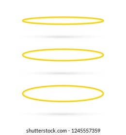 Set Halo angel ring . Holy golden nimbus circle isolated on white background. Vector stock illustration.