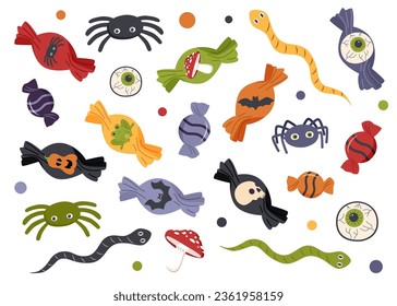 Set of Halooween creepy sweet. Halloween treat.