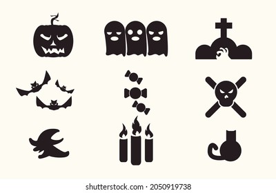 Set Haloween Icon Vector Illustration Silhouette Design