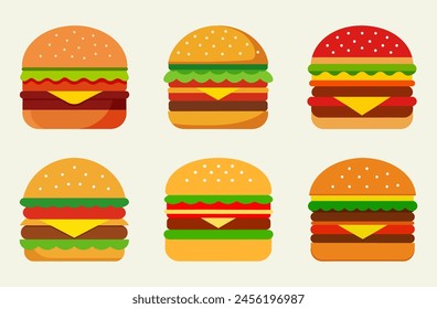 Set hamburger icon. Fast food icon