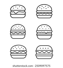 Conjunto de ilustración de paquete de iconos de hamburguesa