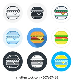 Set of hamburger icons in different styles isolated on white background.