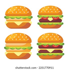 set of hamburger isolated vector illustration