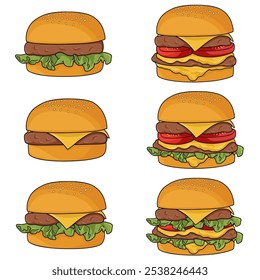 Set of hamburger vector illustration