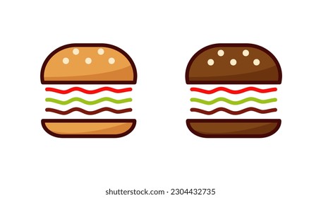 Reihe von Hamburgern. Dunkel und leicht. Vector zeichnet eine Schnellskizze für Broschüren, Banner, Speisekarte und Café aus.
