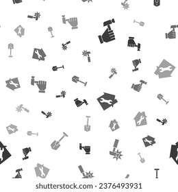 Set Hammer, , House repair and Shovel on seamless pattern. Vector