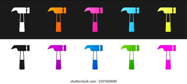 Hammer-Symbol einzeln auf schwarz-weißem Hintergrund setzen. Reparaturwerkzeug.  Vektorgrafik