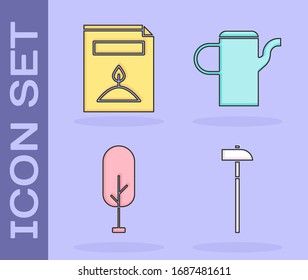 Set Hammer, A pack full of seeds of a specific plant, Tree and Watering can icon. Vector