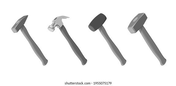 Set of hammers of different types