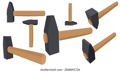 set of hammers isolated on white background, hammer vector illustration