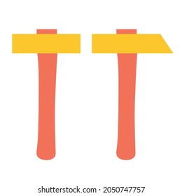 Conjunto de martillos sobre un fondo aislado. Construcción o renovación. Herramientas de construcción como elemento de diseño o logotipo.
