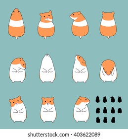 Set of hamster standing poses