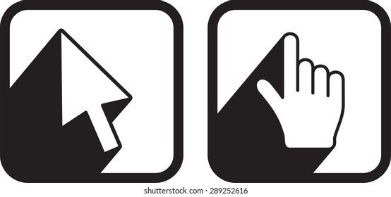 Set of hand and arrow cursors. Vector illustration