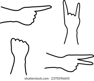 Set of hand arrows. Element for print, postcard and poster isolate on a white background. Vector illustration