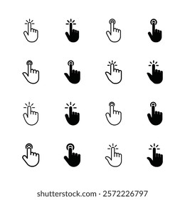 Set of hand click icon symbol vector isolated on white background