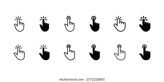 Set of hand click icon symbol vector isolated on white background