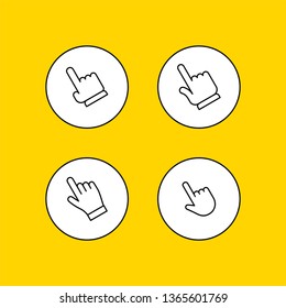 Set of hand clicking icons. Click finger button. Linear vector.