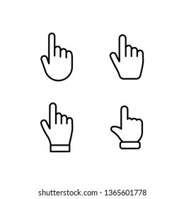 Set of hand clicking icons. Click finger button. Linear vector.