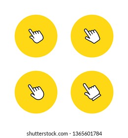 Set of hand clicking icons. Click finger button. Linear vector.