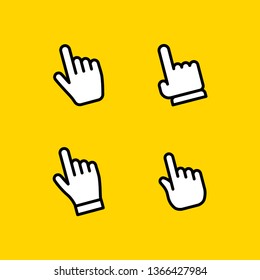 Set of hand clicking icons. Click finger button. Linear vector.