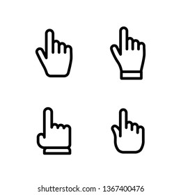 Set of hand clicking icons. Click finger button. Linear vector.