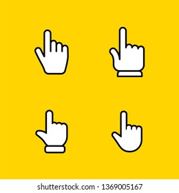 Set of hand clicking icons. Click finger button. Linear vector.