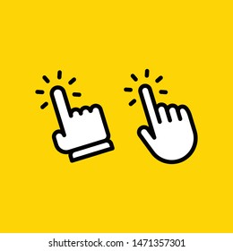 Set of hand clicking icons. Click finger pointer vector collection.