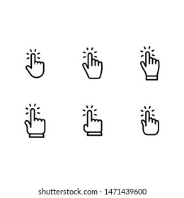 Set of hand clicking icons. Click finger pointer vector collection.