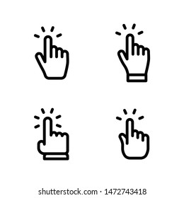 Set of hand clicking icons. Click finger pointer vector collection.