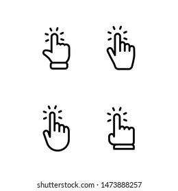 Set of hand clicking icons. Click finger pointer vector collection.