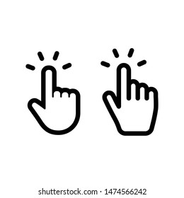 Set of hand clicking icons. Click finger pointer vector collection.