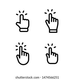 Set of hand clicking icons. Click finger pointer vector collection.