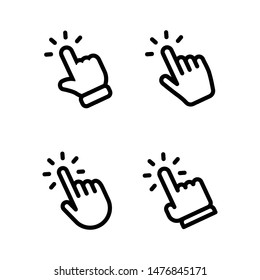 Set of hand clicking icons. Click finger pointer vector collection.