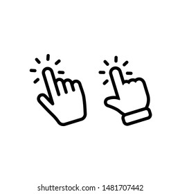 Set of hand clicking icons. Click finger pointer vector collection.