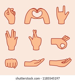 Set of hand conversation line.